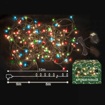 100 LED ΧΡΩΜ. ΕΞΩΤΕΡΙΚΑ ΣΤΑΘΕΡΑ L.V.   στην Κατηγορία Λαμπάκια 