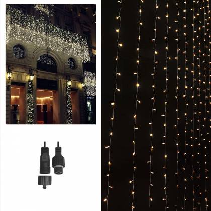 100 led Λευκά Εξωτερικά Κουρτίνα-Επέκταση l. V. (δεν Περιέχεται ο Μετασχηματιστής)   στην Κατηγορία Φωτάκια LED / Επέκταση 