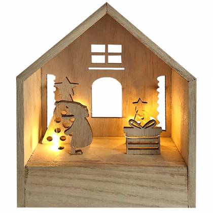 ΧΩΡΙΟ ΞΥΛΙΝΟ XMAS   5LED 15χ12χ4,5cm  στην Κατηγορία Μπαταρίας 