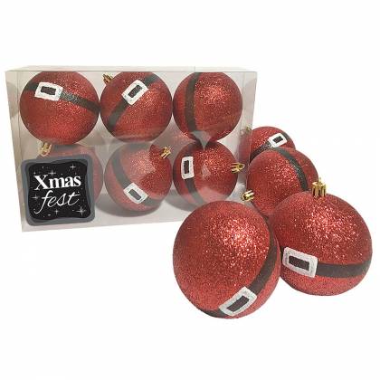 Μπάλες Glitter Santa πακ=6τεμ φ8 Φ8cm  στην Κατηγορία Με Ντεκόρ - Μίξ - Διάφορες 