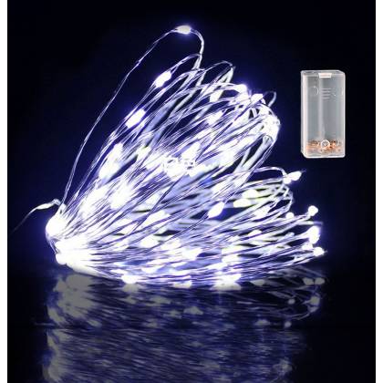 100 Λαμπάκια LED Copper Μπαταρίας Λευκό Ψυχρό σε Σειρά Σταθερά IP20 10,3m  στην Κατηγορία Μπαταρίας 