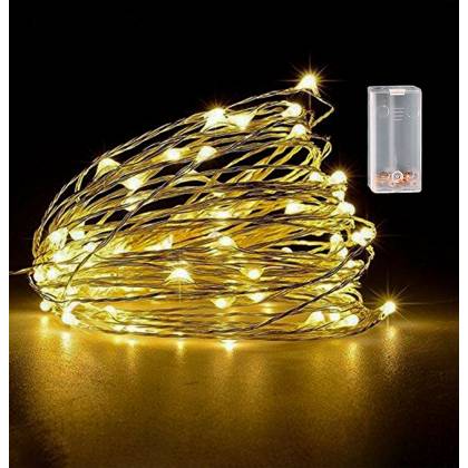 100 Λαμπάκια LED Copper Μπαταρίας Λευκό Θερμό σε Σειρά με Controller IP20 10,3m  στην Κατηγορία Μπαταρίας 