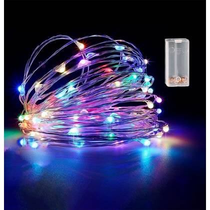 100 Λαμπάκια LED Copper Μπαταρίας Πολύχρωμα σε Σειρά με Controller IP20 10,3m  στην Κατηγορία Μπαταρίας 