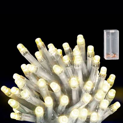50 Λαμπάκια LED Μπαταρίας Λευκό Θερμό σε Σειρά με Controller IP20 5,2m 5,3m  στην Κατηγορία Μπαταρίας 