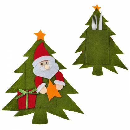 Θήκη Μαχαιροπίρουνων Xmas Tree 22x16cm  στην Κατηγορία Χριστουγεννιάτικο Τραπέζι - Οργάνωση Κουζίνας 