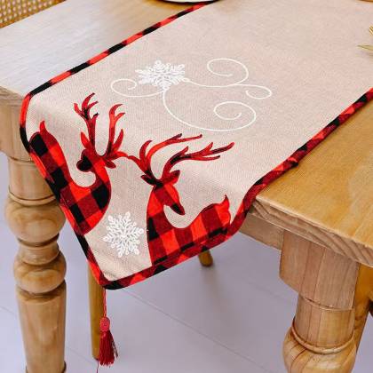 Runner Διακόσμησης Τραπεζιού Καρώ - Λινάτσα 180x35cm  στην Κατηγορία Χριστουγεννιάτικο Τραπέζι - Οργάνωση Κουζίνας 