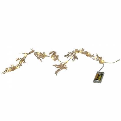 Γιρλάντα με Χρυσά Φύλλα16 LED Copper Μπαταρίας Σταθερά 1,8m