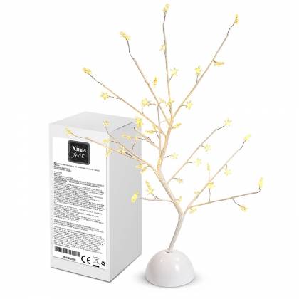 Δέντρο Λευκό με 48 LED Stars Μπαταρίας Λευκό Θερμό Σταθερή IP20 45cm