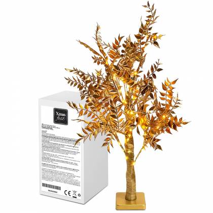 Δέντρο με Χρυσά Φύλλα 40 LED Copper Μπαταρίας Λευκό Θερμό Σταθερά IP20 60cm