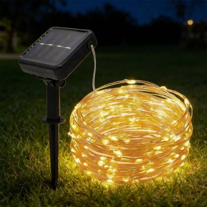 200 Λαμπάκια LED Copper Ηλιακά Λευκό Θερμό με Controller IP44 20,5m