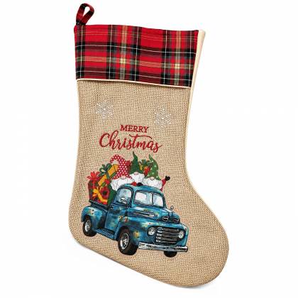 Μπότα Xmas Λινάτσα με Καρό & Σχέδιο 47x26cm